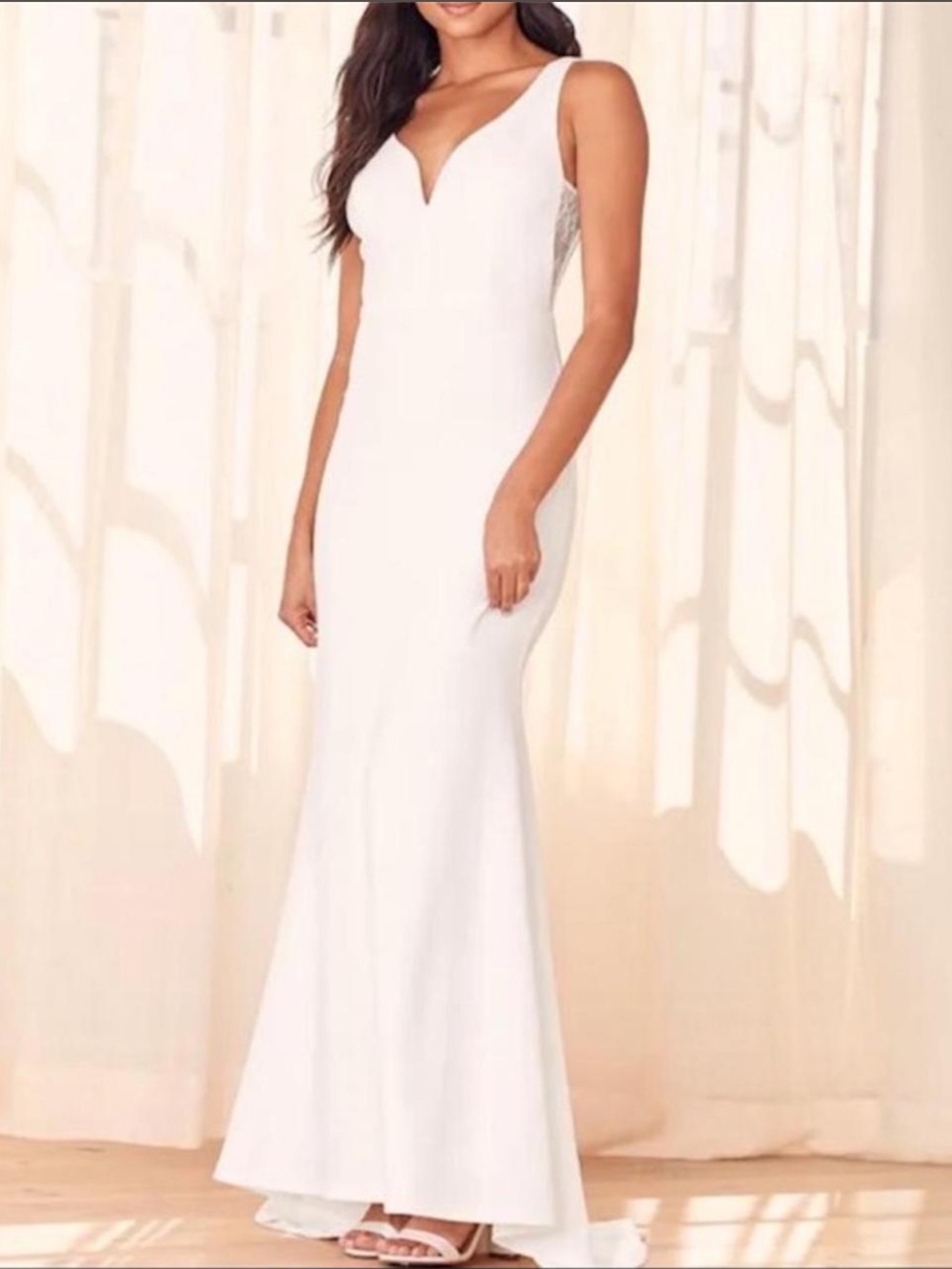 Lulus Extraordinary Romance White Button Back Mermaid Maxi Dress